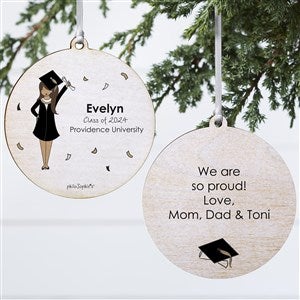 Graduation Girl PhiloSophie's Personalized Ornament - 2 Sided Wood