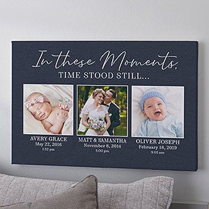 Moments In Time Personalized 3 Photo Canvas Print - 16x24