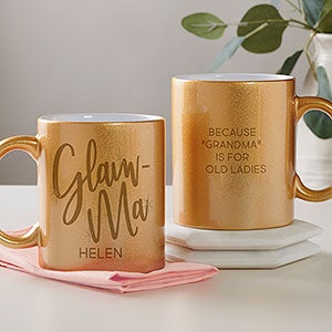 Glam-ma Personalized 11 Oz Gold Glitter Mug