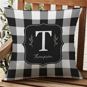 Black & White Buffalo Check Personalized Outdoor Throw Pillow - 20x20