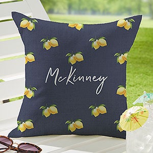 Lovely Lemons Personalized Outdoor Throw Pillow - 16x16