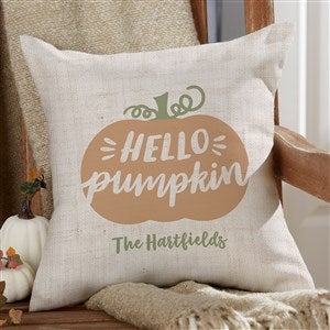 Hello Pumpkin Personalized Outdoor Throw Pillow - 16x16