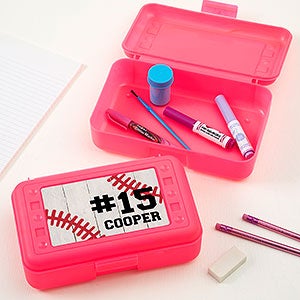 Baseball Personalized Pink Pencil Box