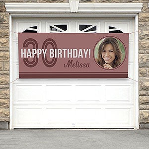 Modern Birthday Personalized Photo Banner - 30x72