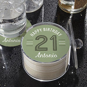 Modern Birthday Personalized Paper Coasters - 12 Coasters