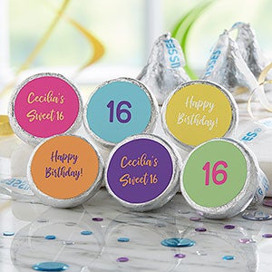 Birthday Confetti Personalized Candy Stickers - 96 Stickers