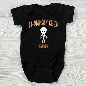 Skeleton Family Personalized Halloween Baby Bodysuit - Infant 12 Months - Grey