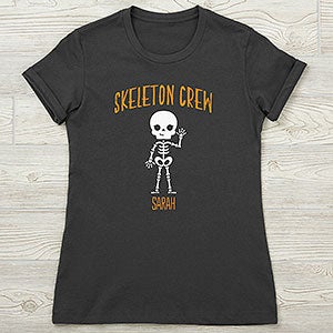 Skeleton Family Personalized Halloween Next Level Ladies Fitted Tee - Ladies Fitted Small - Navy