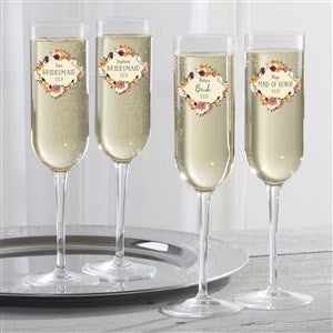 Floral Wedding Blush Personalized Luigi Bormioli Wedding Party Champagne Flute