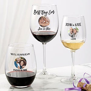 Photo Message For Couple Personalized Wine Glasses - 27803