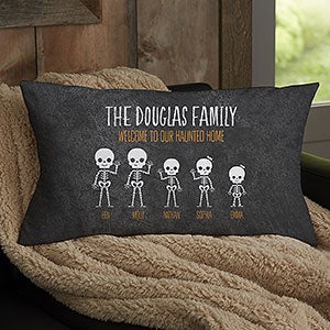 Skeleton Family Personalized Halloween Lumbar Throw Pillow