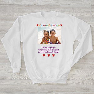 Personalized Photo Message Hanes Crewneck Sweatshirt - Adult Medium - White