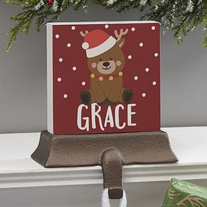 Holly Jolly Reindeer Personalized Christmas Stocking Holder