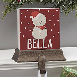 Holly Jolly Snowman Personalized Christmas Stocking Holder