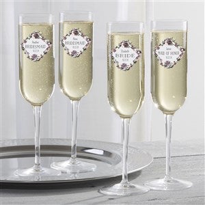 Floral Wedding Plum Personalized Luigi Bormioli Wedding Party Champagne Flute