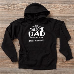 This Awesome Dad Belongs To Personalized Hanes ComfortWash Hoodie - Adult Medium - Black-CW