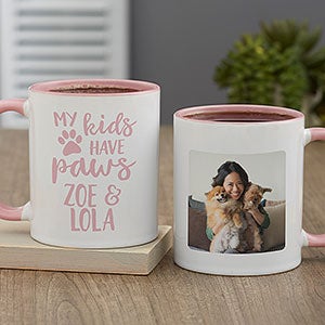 My Kids Have Paws Personalized Coffee Mug 11 Oz Pink