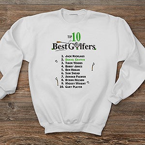 Top 10 Golfers Personalized Hanes Adult Crewneck Sweatshirt - Adult X-Large - White