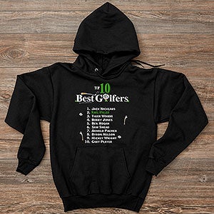 Top 10 Golfers Personalized Hanes Adult Hooded Sweatshirt - Adult Large - Black