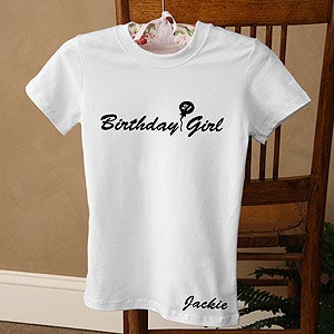 Custom Birthday T Shirts   Birthday Girl Design in White