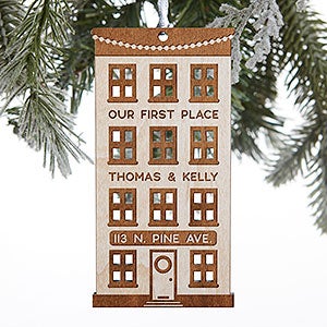 Our First Place Personalized Whitewash Wood Ornament