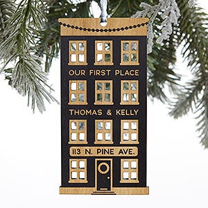 Our First Place Personalized Black Wood Ornament