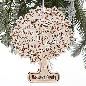 Bear Family Personalized Whitewash Wood Ornament