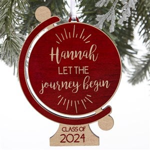 Graduation Globe Personalized Red Maple Wood Ornament