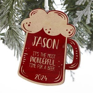 Beer Mug Engraved Red Maple Wood Ornament