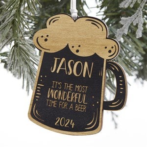 Beer Mug Engraved Black Stain Wood Ornament