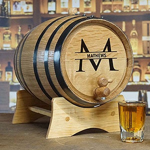 Monogram Personalized 2 Liter Whiskey Barrel