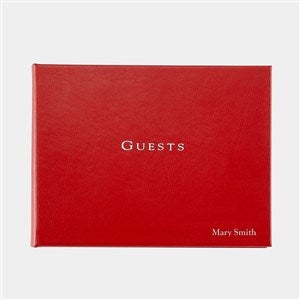 Premium Debossed Leather Guestbook - Red