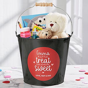 A Little Treat For Someone Sweet Personalized Large Metal Bucket - Black