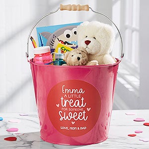 A Little Treat For Someone Sweet Personalized Large Metal Bucket - Pink