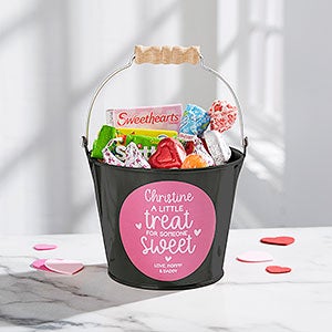 A Little Treat for Someone Sweet Personalized Mini Metal Bucket - Black