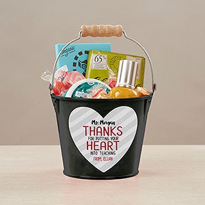 Heart Into Teaching Personalized Mini Treat Bucket - Black