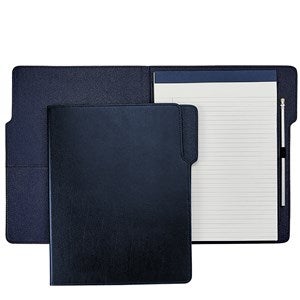 Premium Debossed Leather Padfolio - Navy