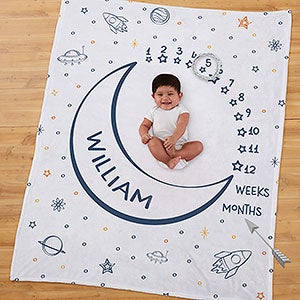 Space Personalized Baby Milestone Fleece Blanket