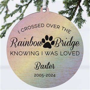 Rainbow Bridge Pet Memorial Personalized Ornament - 1 Sided Wood