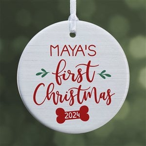 Dog's 1st Christmas Personalized Ornament - 1 Sided Glossy