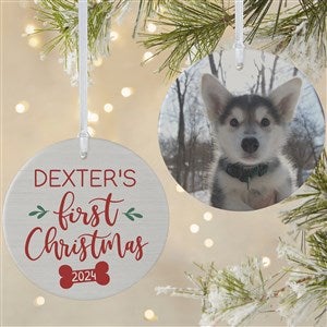 Dog's 1st Christmas Personalized Ornament - 2 Sided Matte