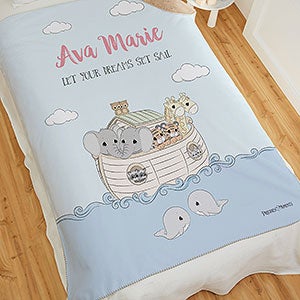 Precious Moments Noah's Ark Personalized Baby Girl 60x80 Sherpa Blanket