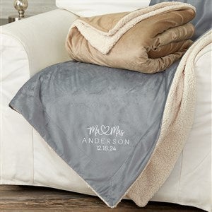 Infinite Love Wedding Embroidered 50x60 Grey Sherpa Blanket