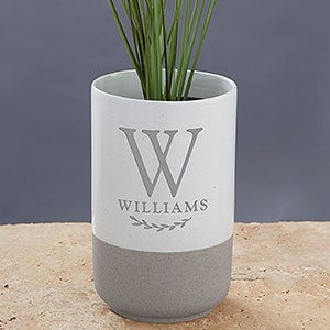 Family Laurel Personalized Monogram Cement Vase