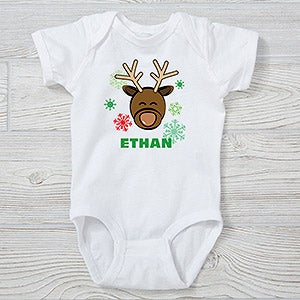 Christmas Reindeer Personalized Baby Bodysuit - Infant 18 Months - Pink