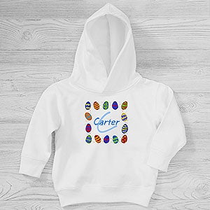 Colorful Eggs Personalized Easter Toddler Hooded Sweatshirt - Toddler 5/6 - Royal Blue