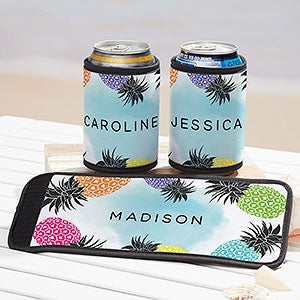 Pineapple Party Personalized Slim Can Cooler