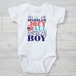 Red, White And Blue Personalized Baby Bodysuit - Infant 6 Months - Pink