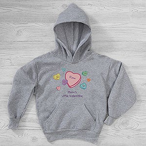 Little Valentine Personalized Hanes Kids Hooded Sweatshirt - Youth X-Small (2/4) - Black