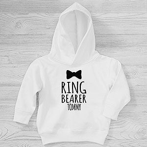 Ring Bearer Bow Tie Personalized Toddler Hooded Sweatshirt - Toddler 5/6 - Grey